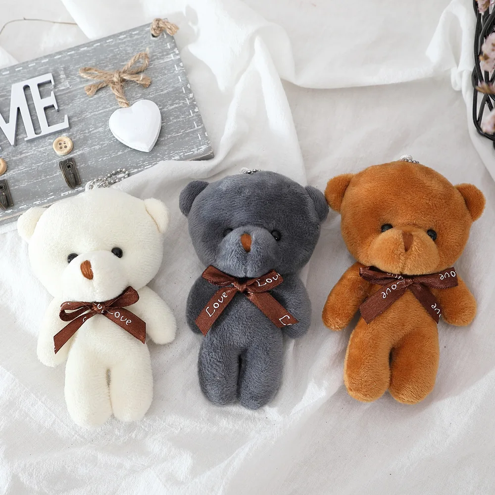 

5PCS 12cm A Tie Plush Toy Teddy Bear Doll Pendant Keychain PP Cotton Soft Stuffed Bears Kawaii Plush Toy Doll Toy Gifts