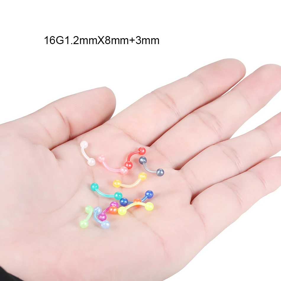 Акриловые Изогнутые Штанги Для Пирсинга 12 шт./лот кольца для бровей бананов 16 г