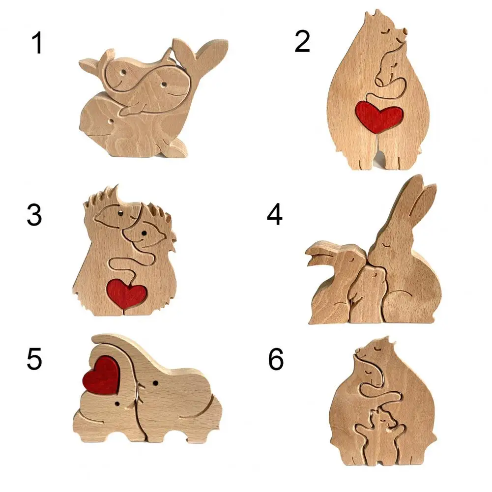 

Statue Model Multi-use Cute Elephant Shape Wood Decorative Detachable Statue Display for Mother's Day