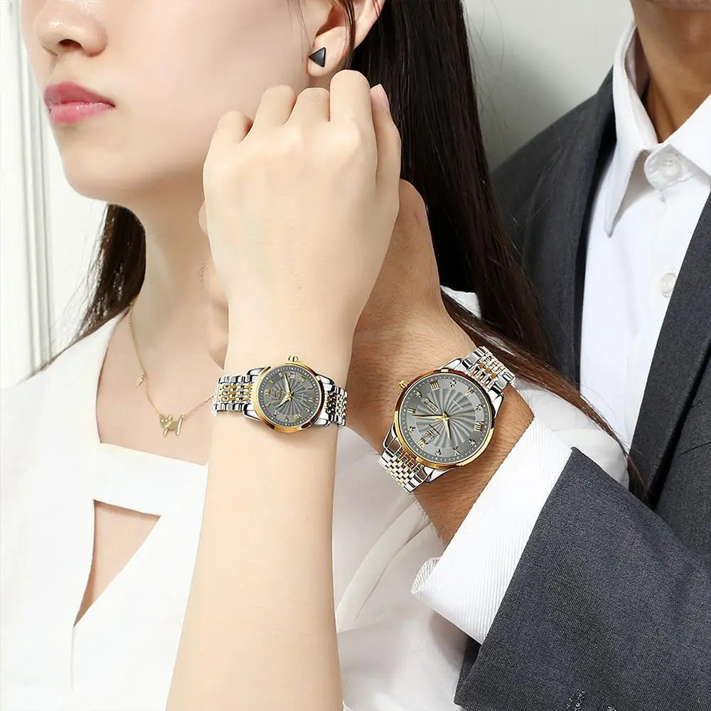 OELVS Couple Watch Luxury Automatic Mechanical Stainless Steel Waterproof Luminous Hands Clock relogio masculino Lovers Gift