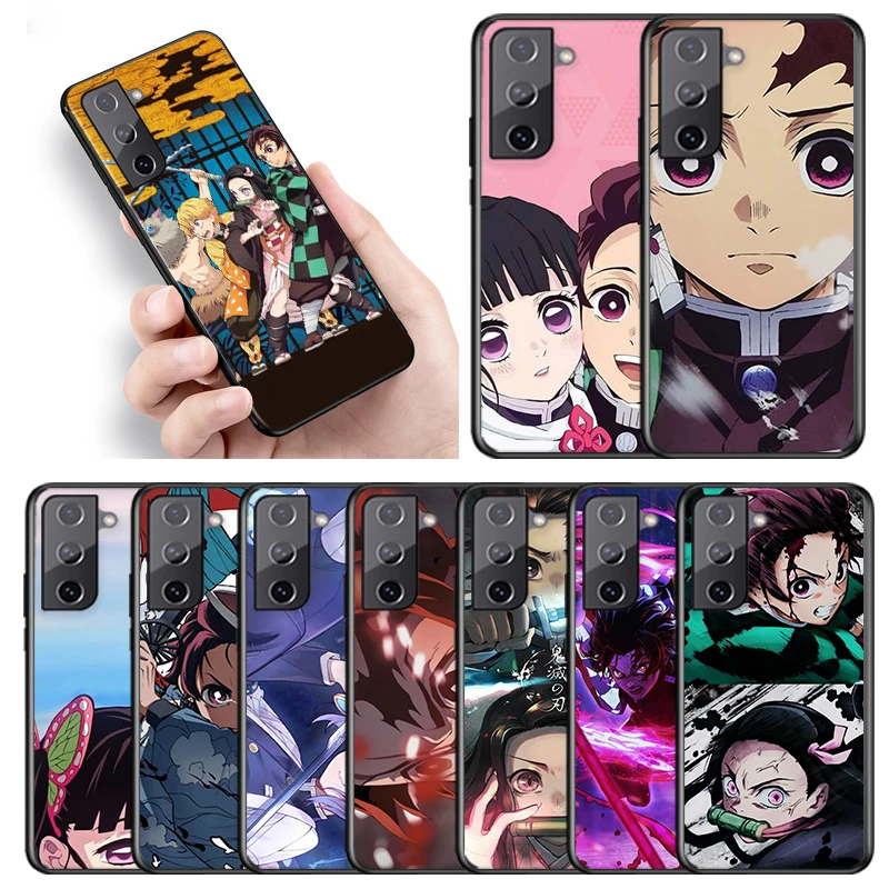 

Hot Kimetsu No Yaiba Demon Slayer For Samsung S22 S21 S20 FE Ultra Pro Lite S10 5G S10E S9 S8 S7 S6 Edge Plus Black Phone Case