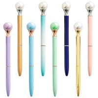 20pcs customize luxury pen with big top pearl colorful logo customized in personalized gifts metal pen wholesale