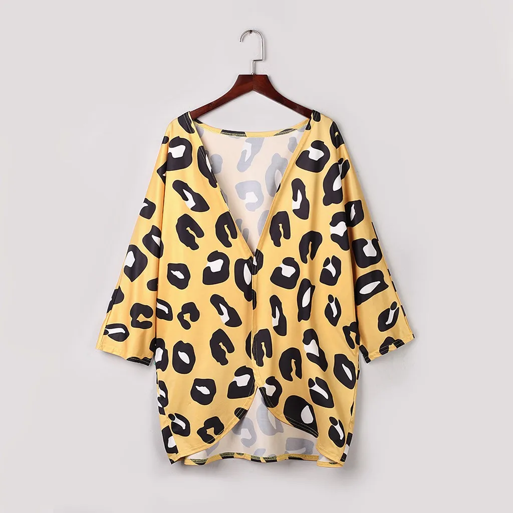 

AMSGEND Women's Clothing fashion Women's coat Leopard Print Long Sleeve Loose Tops Loose jacket women winter Women's jacket