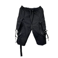 mens shorts summer new elastic belt symmetrical large pocket design solid color shorts youth fashion trend functional shorts