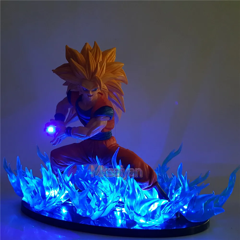Экшен фигурки Dragon Ball Z Сон Гоку fe Супер Saiyan 3 синий эффект светодиодный светильник