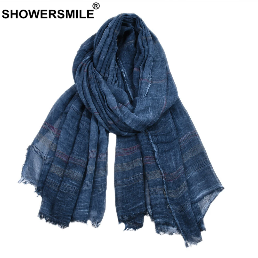 SHOWERSMILE зеленый хлопковый льняной мужской шарф осень зима аксессуары для мужчин теплый длинный модный брендовый мужской шарф Bufanda