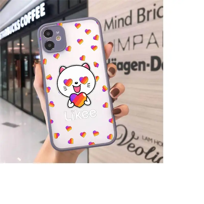 

Fashion Likee cat bear love heart art Phone Case For iPhone 12 11 Mini Pro XR XS Max 7 8 Plus X Matte transparent Gray Cover
