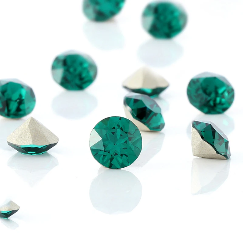 Зеленые стеклянные изумрудные круглые стразы 5 мм хрустальные камни горячей