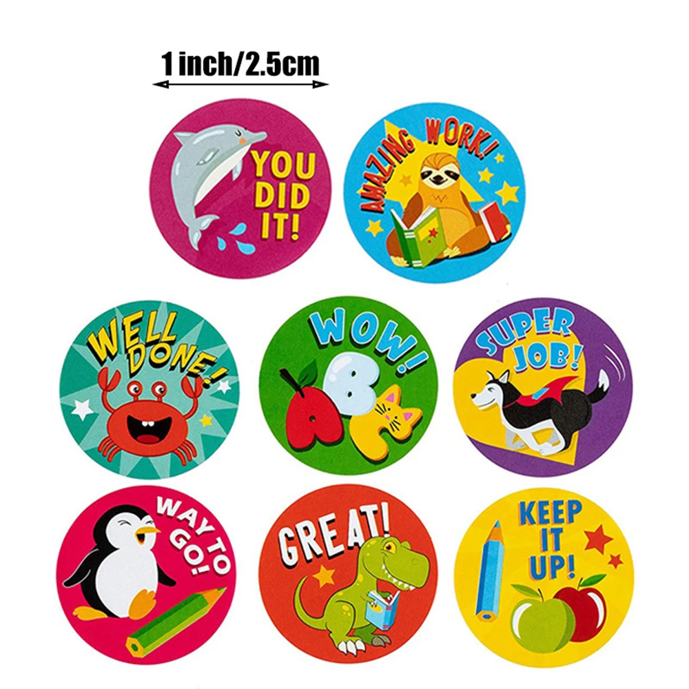 

500pcs Reward Stickers Encouragement Sticker Roll for Kids Motivational Stickers with Cute Animals for Students Teachers