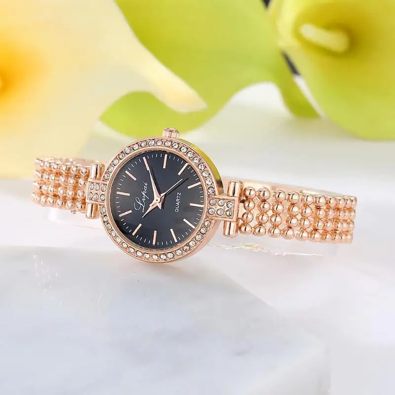 Роскошные Стразы браслет кварцевые Для женщин часы reloj модные часы из розового золота, Для женщин женские часы relojes para mujer