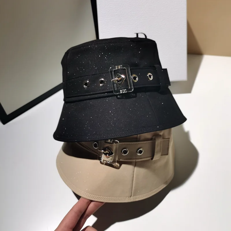 Fibonacci Fashion Bucket Hats For Women Spring Summer Sun Hat  Korean Version Shiny Casual Hat Tide Brand Basin Cap Black Beige
