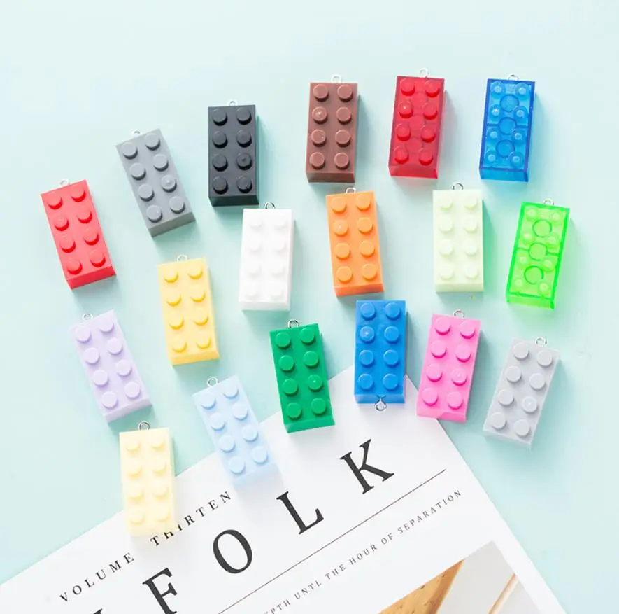 

Colorful Building Block DIY Charms Findings Punk DIY Jewelry Making Accessories Keychain Pendant Decor