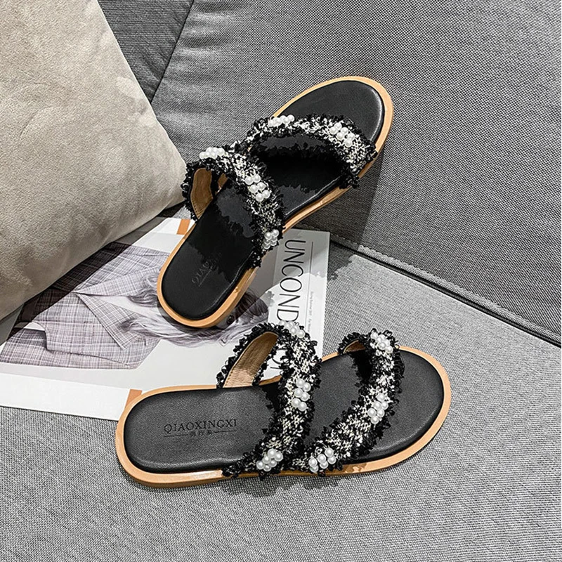 

Sliders Shoes Women's Summer Flip-Flops Female Slippers Women's Shoes Summer New 2021 Slides Slippers Woman Flats Fashion Solid