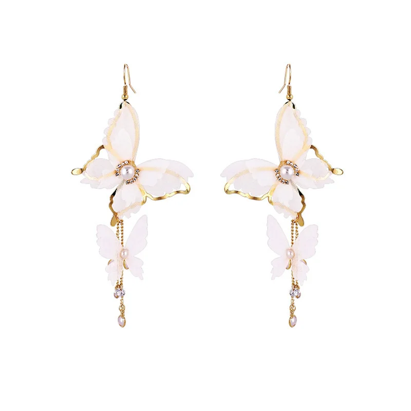 

Super Fairy Butterfly New Trendy Long Tassel Earrings Korean Temperament Exaggerated Earrings for Women Fashion Jewelry
