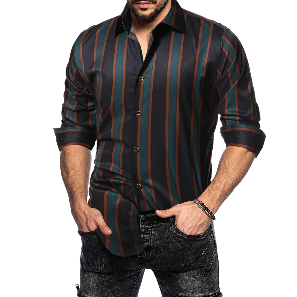 

Camisas de hombre a rayas de alta calidad 2020, camisa de manga larga para hombre Casual de negocios a la moda, camisa elegante