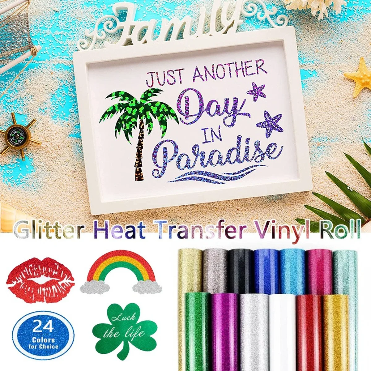 

Heat Transfer Vinyl Lettering Flash Film HTV Iron Multicolor Flash Heat Transfer Film DIY Garment Decoration 12"x 40"