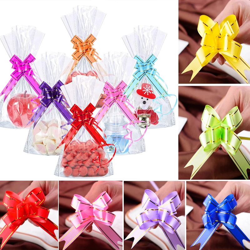 

10pcs Pull Bow Gift Ribbons Flower Wrappers For Wedding Events Birthday Decoration Happy New Year Christmas Gifts Decoration