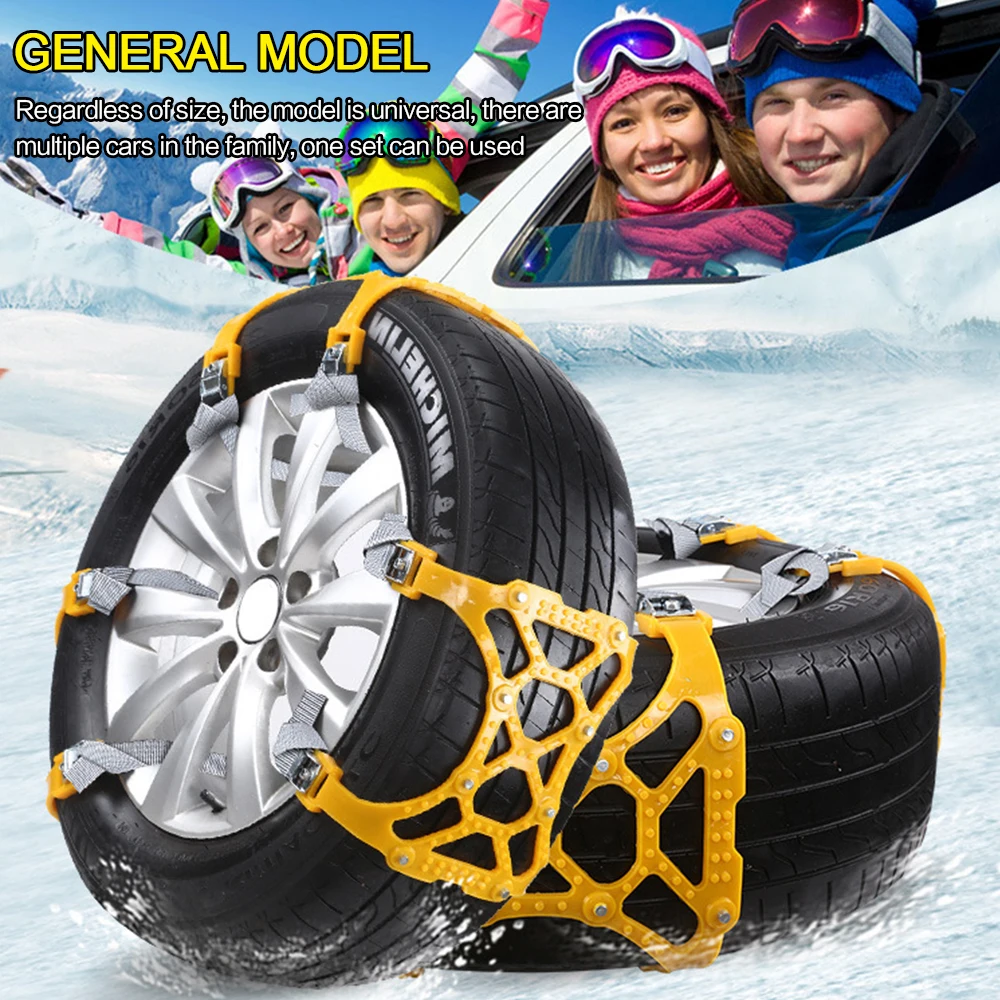 

4PCS Car Snow Chain Car Tire Anti-skid Chains Thickened Beef Tendon Wheel Chain Winter Snow Mud Road Roadway Safety