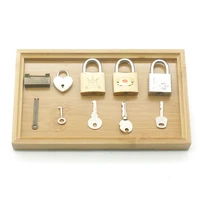 montessori locks and keys with tray practical life material educational wooden toys for children learning toys md1244h