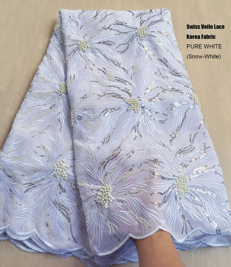 Чисто белая мягкая вышивка африканская швейцарская кружевная вуаль ткань