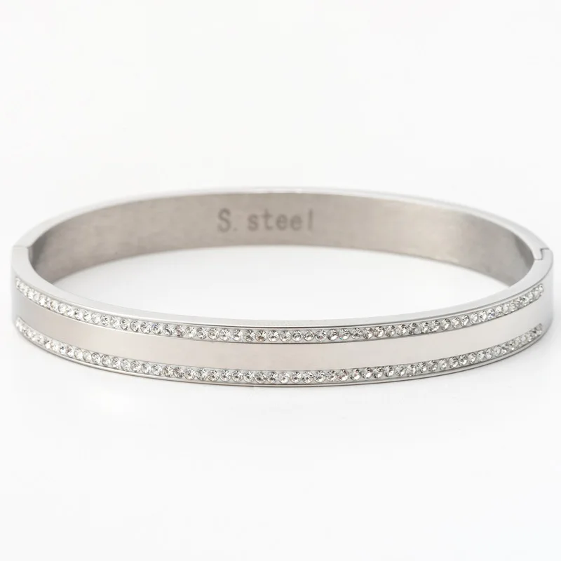 Kpop Новый металлический браслет из нержавеющей стали три вида цвета дизайн сбоку