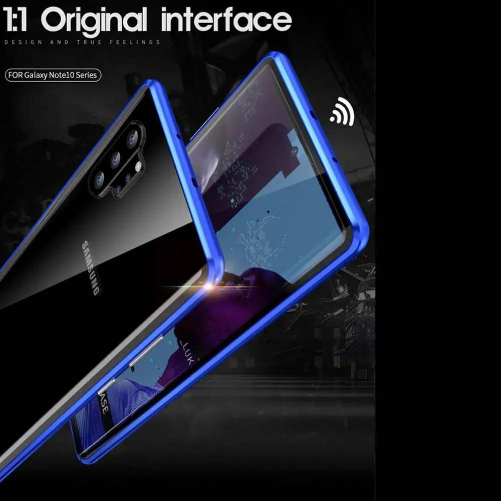 Двухсторонний чехол из закаленного стекла для Samsung Galaxy Note 10 + с магнитной