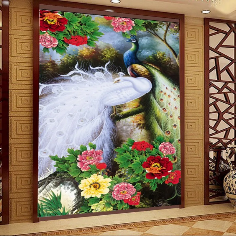 

Фотообои на заказ красивые павлиньи пионы Цветы Картина маслом обои для гостиной отель прихожей