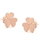 Серьги-гвоздики женские в форме клевера, розовое золото, E196