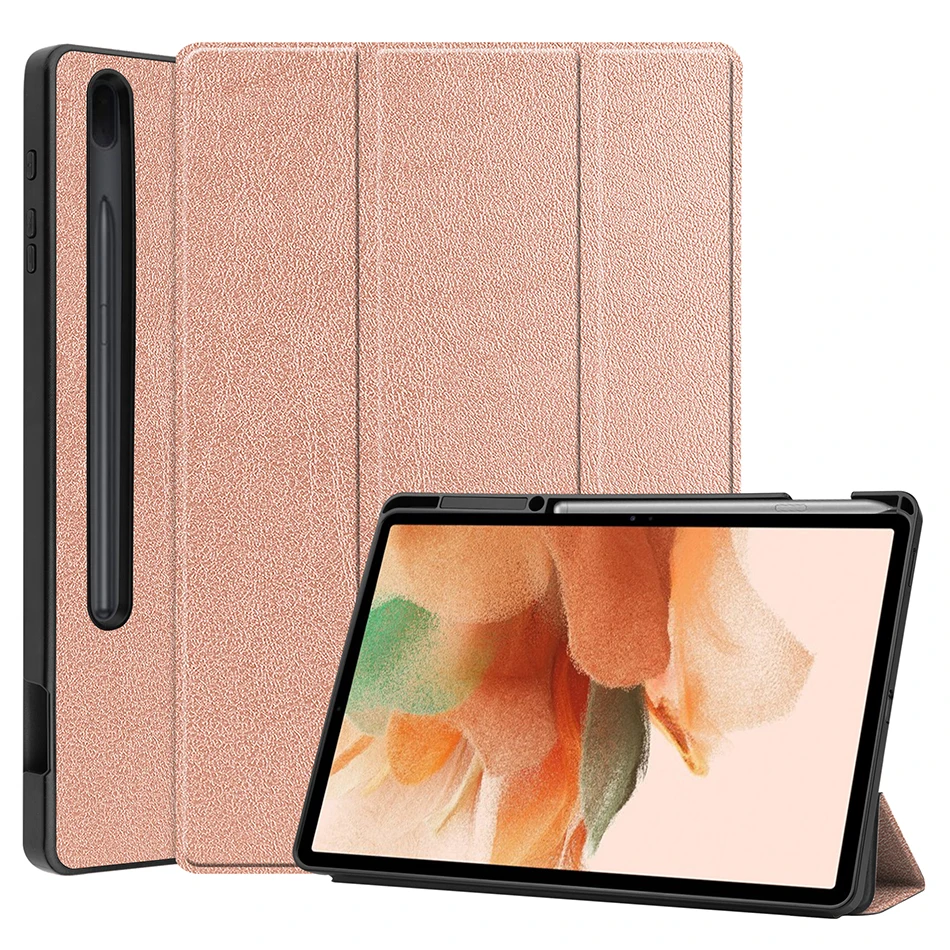 

Ultra Slim PU Leather Case with Pencil Slot for Samsung Galaxy Tab S7 FE T730 T736 Auto Sleep Wake UP Smart Cover+Pen