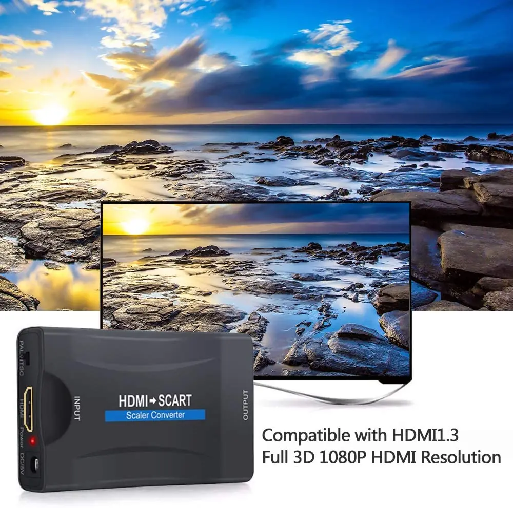 scart to hdmi hdmi to scart compatible 1080p video audio converter av signal adapter receiver for hdtv sky box stb tv dvd ps3 free global shipping