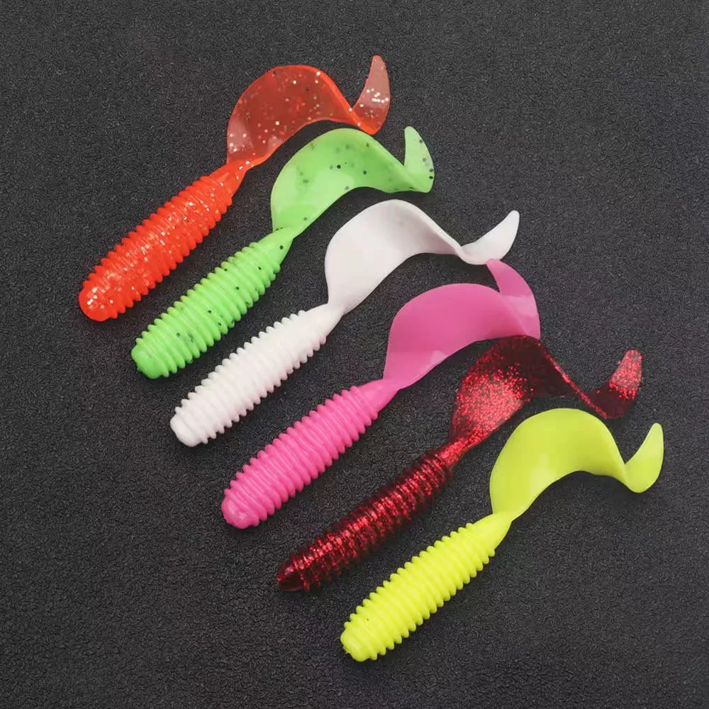 

10pcs 70mm Volume tail Worm Soft lure Carp Fishing Lure Set Wobbler Bionic larva swimbait Silicone artificial bait For fishing