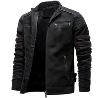 winter leather jacket men stand collar motorcycle washed retro velour leather mens coats jackets