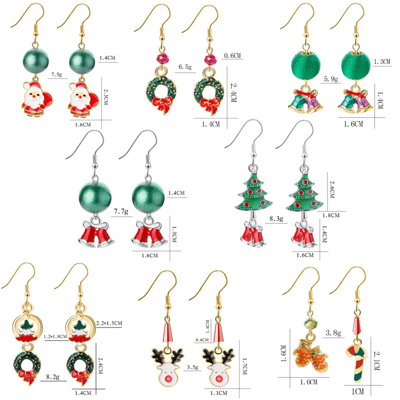

Popular Creative Christmas Ornaments Fashionable Christmas Cartoon Santa Claus Wreath Christmas Eve Earrings Jewelry Cute Gift