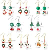 popular creative christmas ornaments fashionable christmas cartoon santa claus wreath christmas eve earrings jewelry cute gift