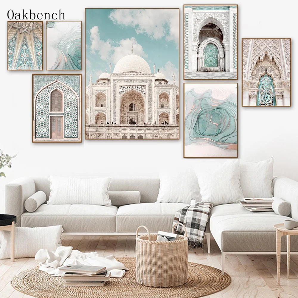 

Islamic Architectural Landscape Wall Art Poster Mosque Canvas Painting Marble Texture Art Prints Nordic Wall Pictures Home Decor