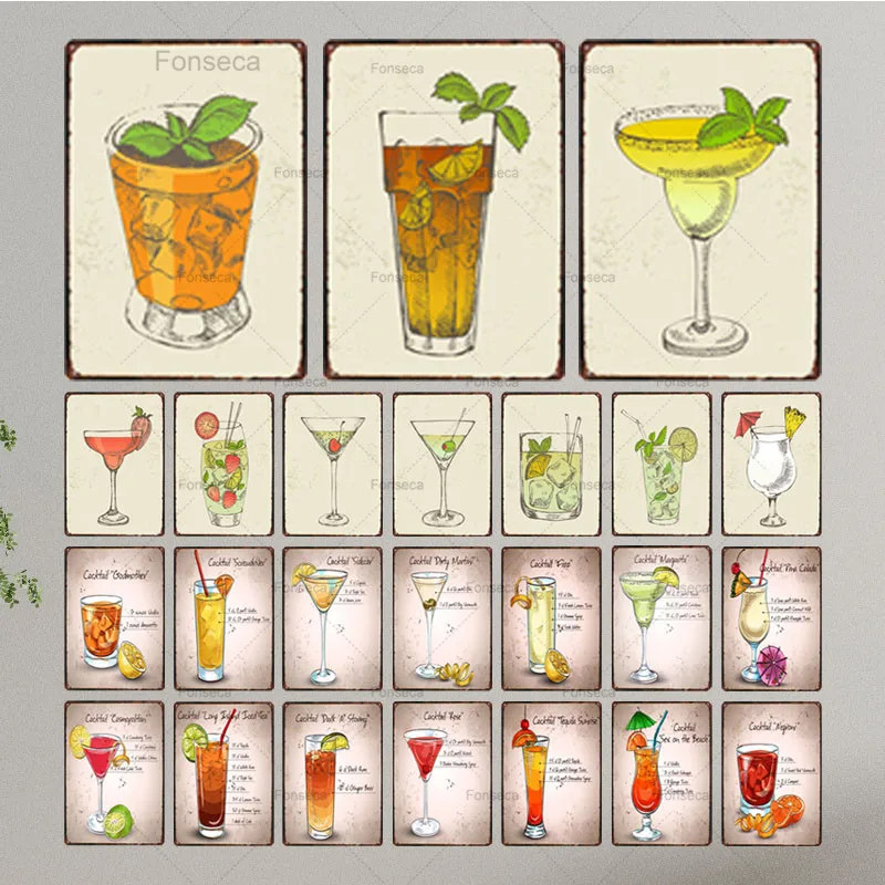 Мультяшный коктейль фруктовый сок металлический знак Современная лимонная