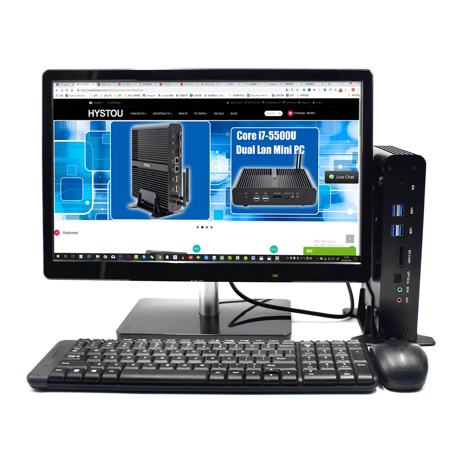 Мини-ПК без вентилятора i7 i5 i3 двойной 4K HD Выход 2 LAN порта два Coms поддержка SD-карты