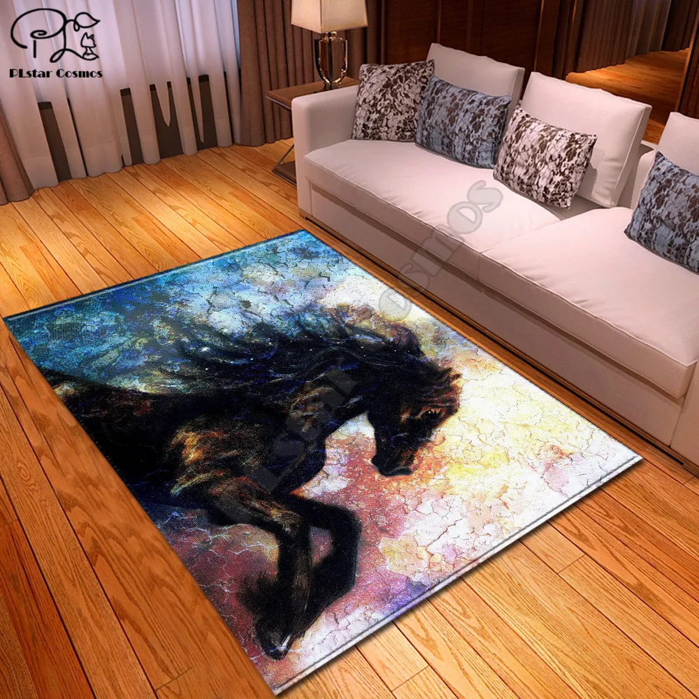 

horse carpet pattern Square Anti-Skid Area Floor Mat 3D Rug Non-slip Mat Dining Room Living Room Soft Bedroom Carpet