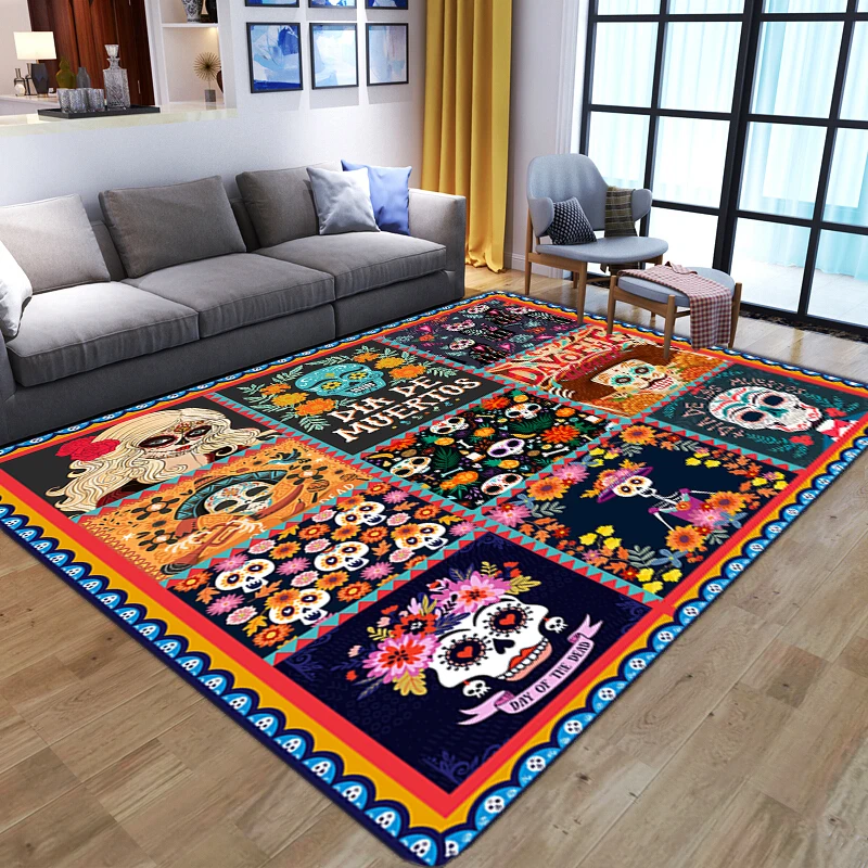 

Креативные забавные черепа 3D ковер для гостиной коврик для пола великолепный цветок нескользящий мягкий фланелевый ковер для детской спальни моющийся ковер