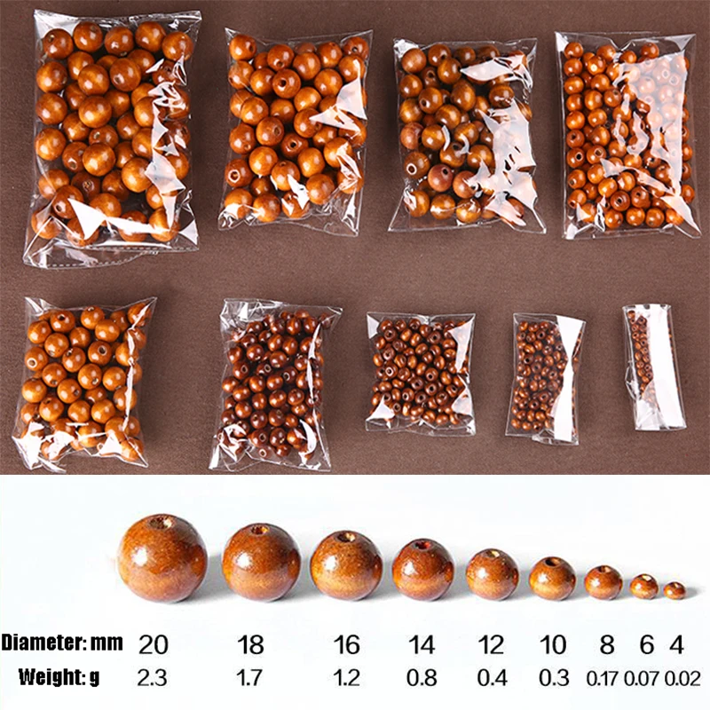 Круглые бусины из натурального дерева с большим отверстием 4-20 мм | Дом и сад