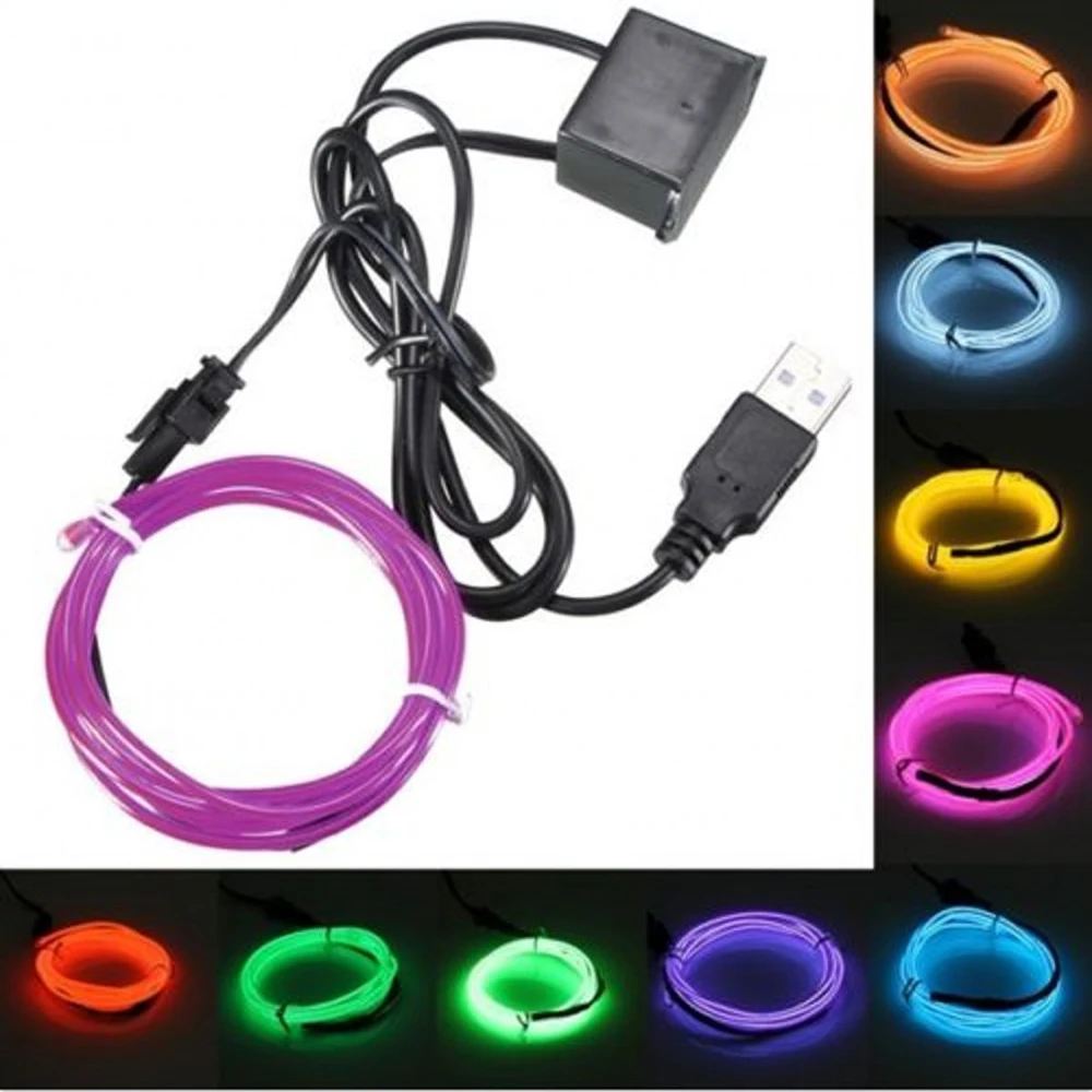 6MM USB DC 5V EL Wire LED Neon Light Rope Tube Flexible Strip Lamp Dance Party Car Decoration with Inverter Connector | Лампы и