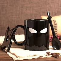 creative ceramic mug with coaster scoop coffee cup removable insulation cup cover drinkware