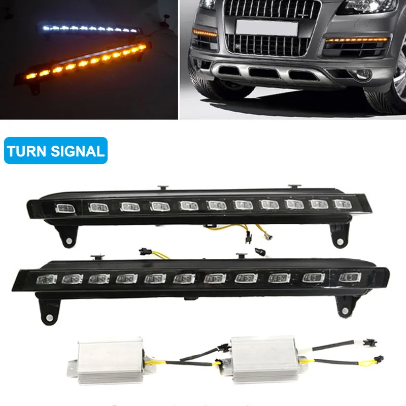 

1 Pair LED DRL Daytime Running Light Driving Turn Signal Lamp for Audi Q7 Car Styling