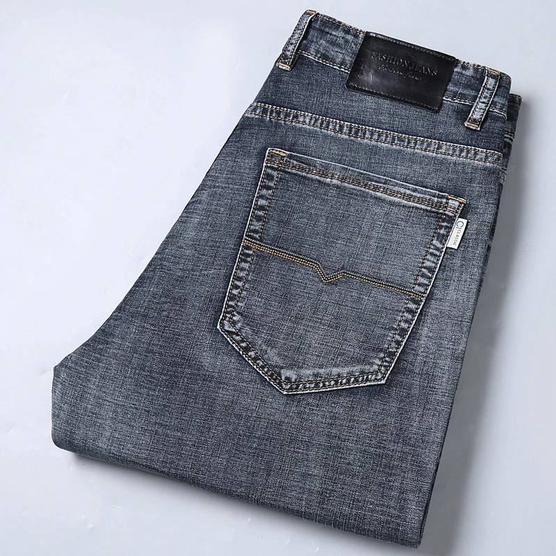 

2021 Summer Thin Men's Jeans Loose Straight Men Trousers Smart Casual Grey Casual Denim Men's Jeans Extral Size 40 42 44