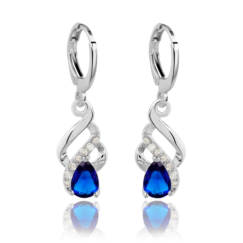 

ESSFF AAA cubic zirconia silver color dangle earrings for Women accessories fashion jewelry hanging earrings women's earings
