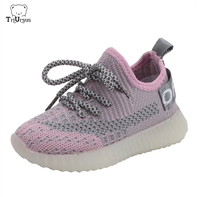 Светящиеся кроссовки для маленьких мальчиков и девочек обувь с подсветкой