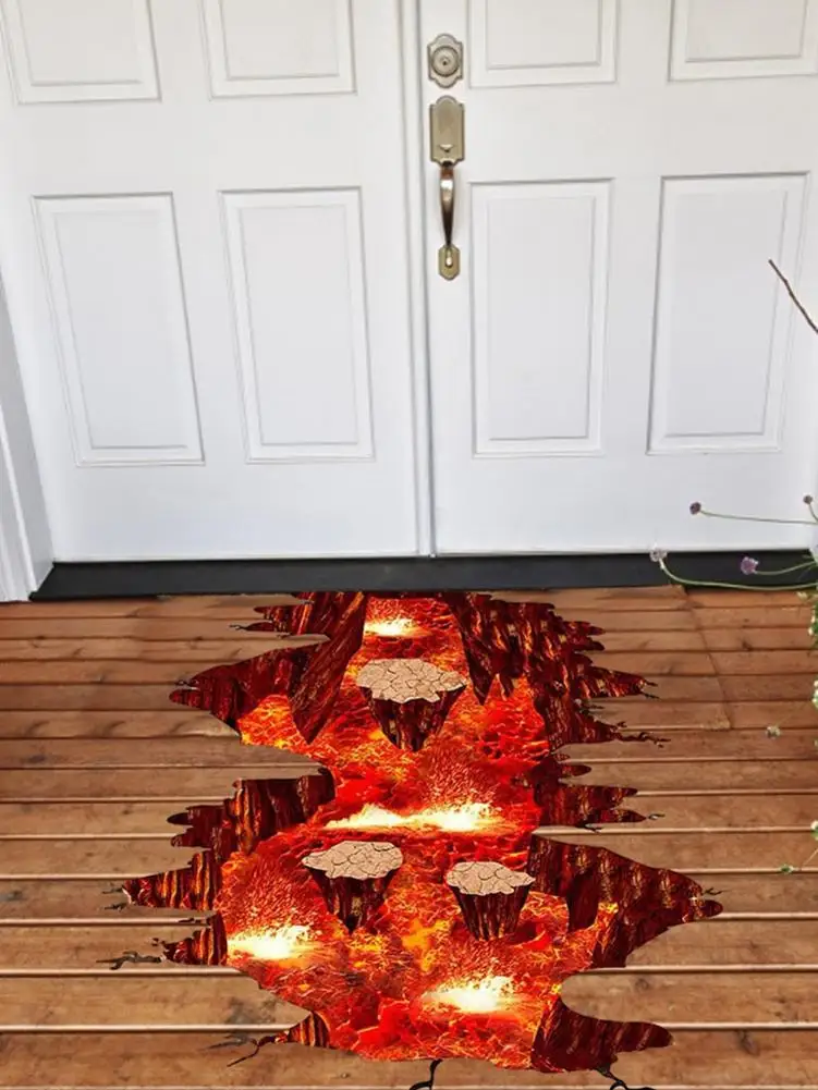 Креативные 3D космические настенные наклейки съемные ПВХ пол пламя и Лава на