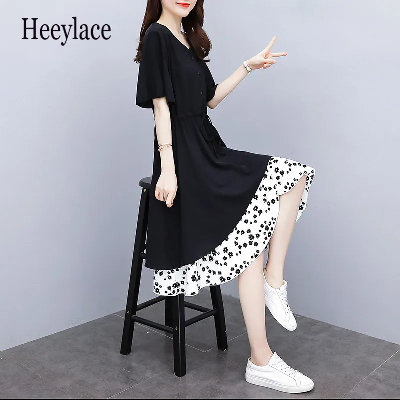 Женское шифоновое платье ромашка летнее элегантное пляжное большого размера