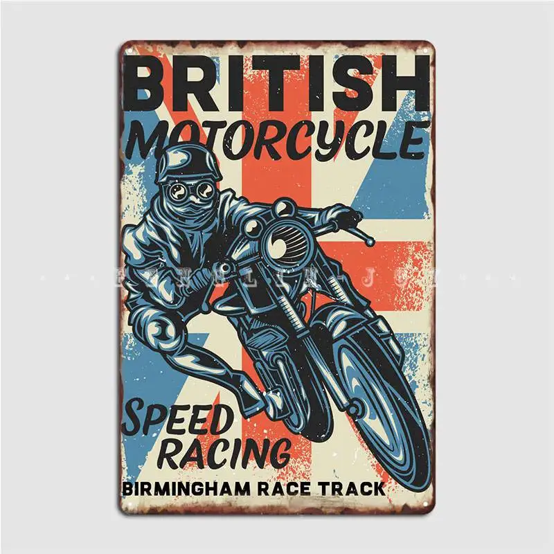 

Английский мотогонок металлическая вывеска настенная пещера Настенный декор персонализированный жестяной знак плакат
