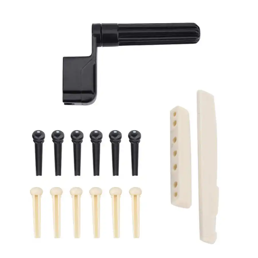 One Set of Guitar Accessories Bridge Pins Upper Nut Bottom Saddle Diecast Replacement for Acoustic Folk Guitars | Спорт и